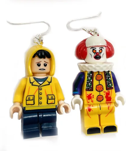 Pendientes de payaso aterrador de plata de ley con ganchos de película de terror para Halloween