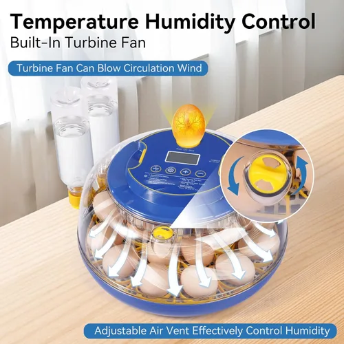 Miniatura 3 de Incubadoras de 18 huevos para incubar huevos, incubadora de huevos de gallina con giro automático de huevos y control de temperatura y humedad, tapa