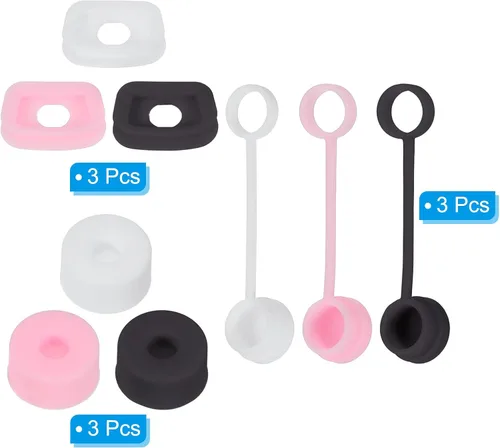 Miniatura 3 de PATIKIL Tapón de silicona para popote 2.0 de 40 oz/30 onzas, juego de 9 accesorios para vasos que incluye 3 tapas para pajilla, 3 tapones cuadrados