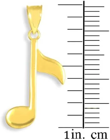 Miniatura 2 de 10k and 14k Yellow Gold Eighth Note Pendant