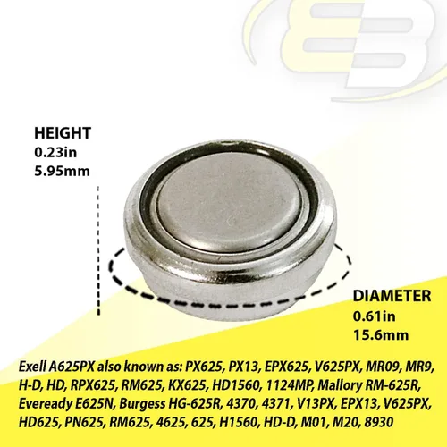 Miniatura 3 de Exell Battery 12pk 1.5V A625PX - Batería de repuesto de alta capacidad para Varta V625PX D625 EPX625G MR09 1124MP 4625 8930 Burgess HG-625R EPX13