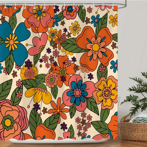 Miniatura 15 de Cortina de Ducha de Hojas Tropicales, Cortina de Baño Decorativa Verde y Negra con Hojas de Palmera y Plátano, Juegos de Cortinas de Ducha de Tela