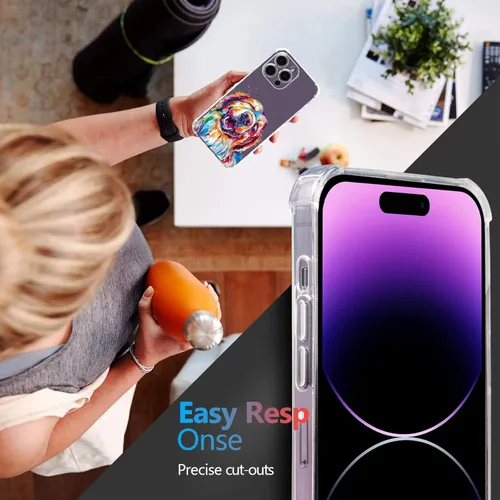 Miniatura 7 de Roemary Buffertech - Funda protectora para iPhone 13 Pro Max con diseño Golden Retriever, diseño de arcoíris con protector de pantalla