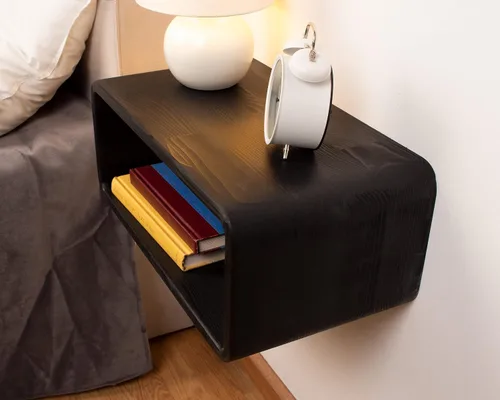Miniatura 5 de Mesita de Noche Flotante de Madera, Mesa de Noche, Estantería de Noche, Hecho a Mano, Estante de Noche Montado en la Pared, Estilo Minimalista