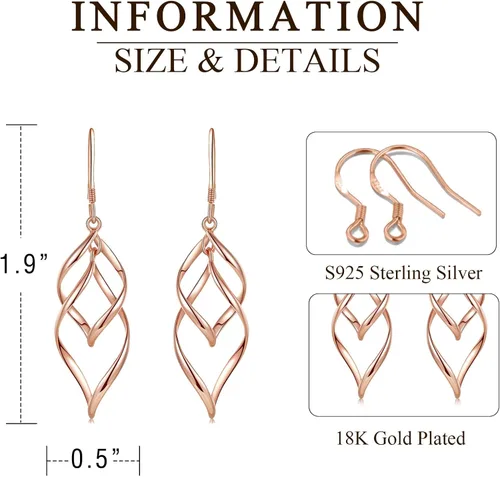 Miniatura 5 de Desimtion - aretes chapados en oro con forma de onda, plata fina