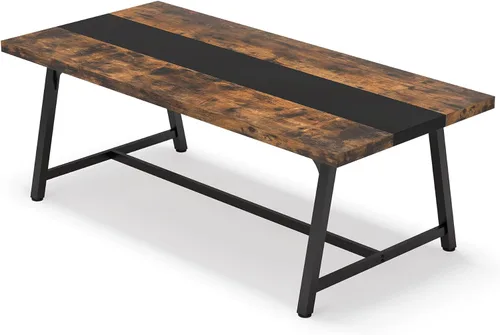 Miniatura 9 de Tribesigns Mesa de comedor para 8 personas, mesa de cocina rectangular de madera de 70.87 pulgadas con marco de metal resistente, mesa de comedor