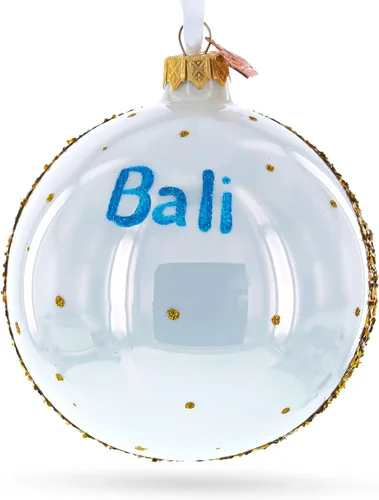 Miniatura 3 de Bali, Indonesia Bola de Vidrio Adorno de Navidad 4 Pulgadas