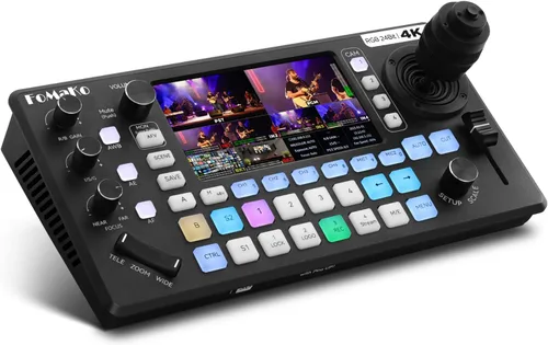Miniatura 10 de FoMaKo Conmutador Mezclador de Video HDMI 4K, Pantalla LCD FHD de 5.5 Pulgadas, Conmutador de Transmisión en Vivo HDMI de 4 Canales, Entrada 4K