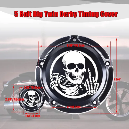 Miniatura 3 de Goldfire Cubierta de temporizador Derby de 5 agujeros y cubiertas de puntos para Harley 1999-2014 Big Twin Cam Touring Road King Electra Glide FLHR