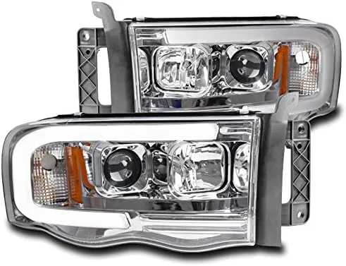 Miniatura 5 de Para Dodge Ram 1500/2003-2005 2500/3500 LED DRL 2002-2005 Faros delanteros de proyector negro