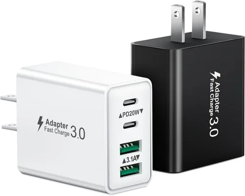 Miniatura 10 de Bloque de carga USB C, cargador de pared USB C de 40 W, adaptador de corriente PD de doble puerto, enchufe de pared QC USB C, bloque de carga rápida