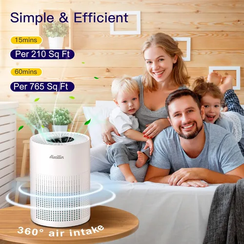 Miniatura 3 de Aircillin Paquete de 2 purificadores de aire para el hogar, habitación grande de hasta 908 pies cuadrados cada uno, purificadores de aire HEPA