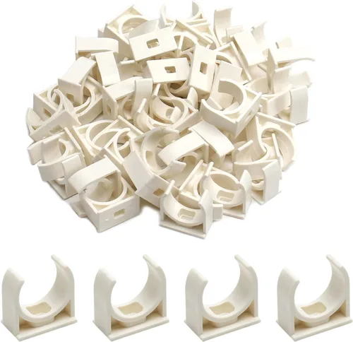 Miniatura 15 de MroMax 20 abrazaderas de PVC para tuberías de agua de 0.787 in/0.79 pulgadas de identificación, hebillas blancas en forma de U, soporte