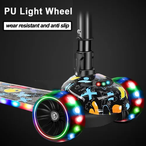 Miniatura 3 de Patinete 2 en 1 para niños de 3 a 8 años, altura ajustable, asiento extraíble, 3 ruedas de luz LED, actividades al aire libre para niños y niñas