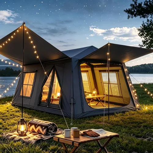 Miniatura 13 de Inflatable Blow Up Tents for Camping,Waterproof Oxford Hot Tent with Manual Pump,Spacious Easy Setup Inflatable Camping Air Tent for Family Glamping