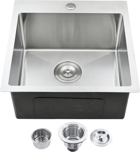 Miniatura 10 de 22x18 Pulgadas Fregadero de Cocina Gunmetal Negro de Montaje Superior, Fregadero de Barra de Cocina RV de 16 Calibre, Fregadero de Barra Húmeda