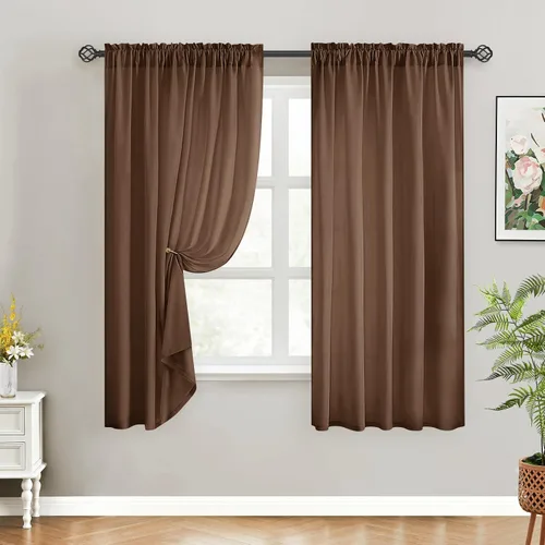 Miniatura 44 de HOMEIDEAS Cortinas Transparentes de Privacidad Blancas No Transparentes, 52 X 45 Pulgadas de Largo 2 Paneles Cortinas Transparentes Filtradoras