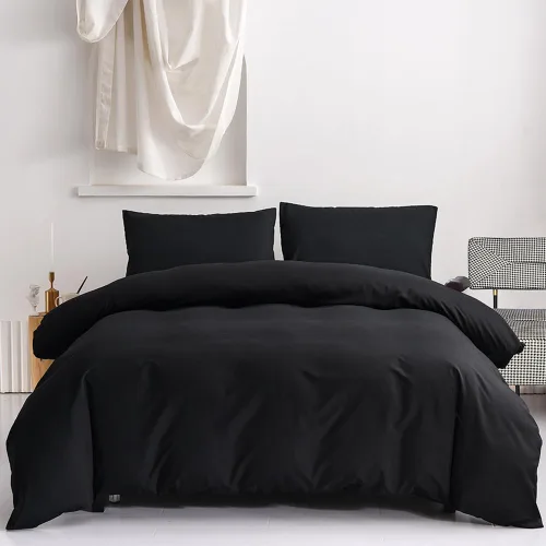 Miniatura 61 de CLOTHKNOW Juego de edredón a rayas tamaño King de 3 piezas, juego de edredón negro y blanco, edredón suave de estilo granja con 2 fundas de almohada