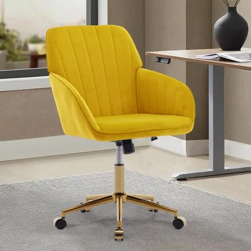 Miniatura 24 de Beige Small Office Chair, Chenille Cute Swivel Vanity Makeup Desk Chair with Wheels for Teens Women Girls, Comfy Adjustable Computer Chairs for