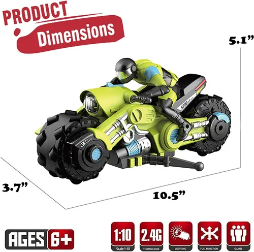 Miniatura 3 de Liberty Imports Vehículo de carreras de bicicleta de deriva con control remoto de motocicleta RC de 2.4Ghz - 1/10 R/C ciclón de alta velocidad