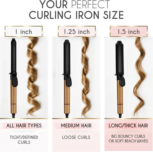 Miniatura 8 de ELLA BELLA® Rizador de pelo profesional de 1 pulgada • Rizador de pelo profesional • Varita rizadora • Plancha rizadora de cerámica • Transforma tu