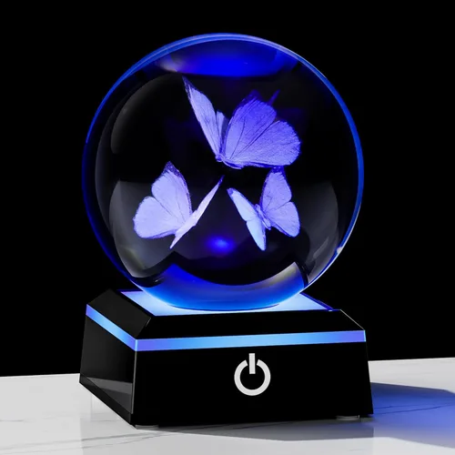 Miniatura 20 de Qianwei Lámpara de Medusa para Mujeres Bola de Cristal 3D 3.14'' - 80mm Láser Medusa Decoración de Vidrio Animales Lámpara Nocturna Regalos Figuras