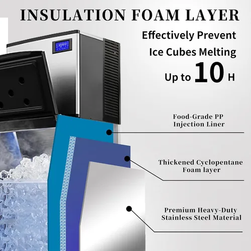 Miniatura 4 de Máquina comercial para hacer hielo de 2000 libras/24 horas, máquina de hielo automática de 220 V con almacenamiento de 1000 libras, control LED