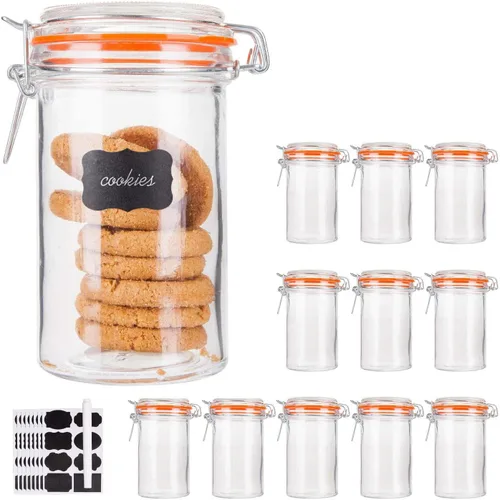 Miniatura 8 de Tarros Mason de boca ancha de 32 onzas con tapas herméticas con bisagras, tarro de vidrio grande con tapa para decapado, fermentación, enlatado