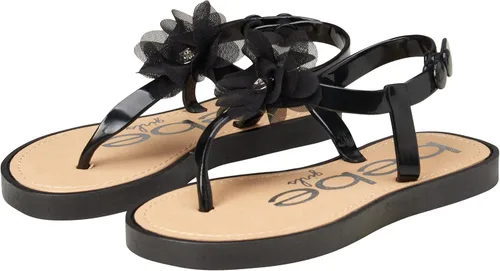 bebe Sandalias para niñas zapatos de vestir planos de verano con punta abierta, sandalias con hebilla a presión con diseño de flores de gasa y suela