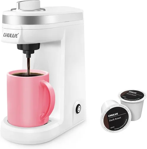 Miniatura 13 de CHULUX Mini cafetera para cápsulas K, cafetera de una sola porción para una taza americana, máquina de café ligera en cápsulas, aguamarina