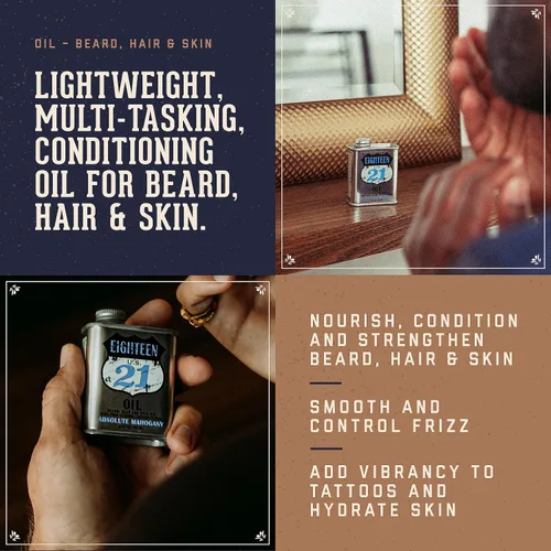 Miniatura 2 de 18.21 Man Made Aceite para cabello, piel y barba para hombres, 4 aromas - Bálsamo acondicionador no graso con aceite de semilla de ricino, jojoba