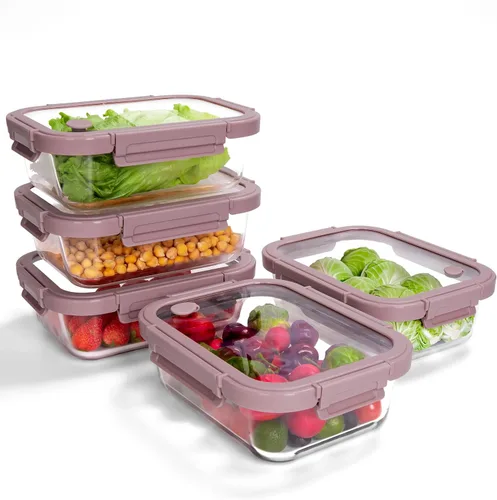 Miniatura 11 de Paquete de 12 recipientes de vidrio con tapas templadas, borosilicato, aptos para horno (-4 °F ~ 950 °F), herméticos, sin BPA, varios tamaños