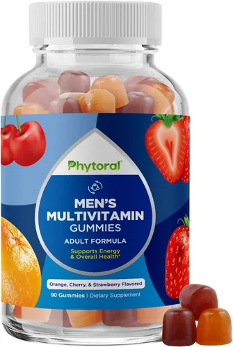 Phytoral Gomitas multivitamínicas naturales para hombres con zinc, vitamina D C A y biotina B6 B12, suplemento de salud completo – 90 unidades