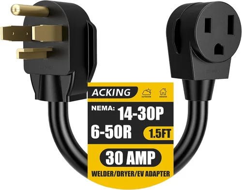 ACKING Adaptador de soldador de 1.5 pies, cable generador de 4 clavijas, NEMA 14-30P a 3 clavijas, 6-50R, 240V, secador de soldador, adaptador de