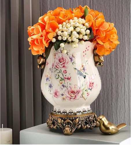 Miniatura 3 de Jarrón alto de piso chino de cerámica para decoración del hogar, florero japonés de 8.3 pulgadas, recipiente sofisticado para ramas decorativas