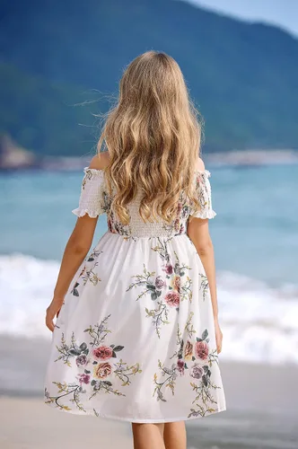 Miniatura 4 de Arshiner Vestido casual de verano sin mangas floral para niñas