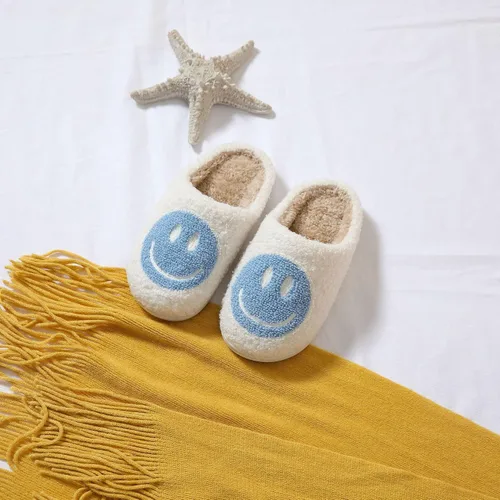 Miniatura 5 de Pantuflas de cara sonriente para niños y niñas, cómodas, cálidas, de felpa para invierno, interiores y exteriores, suaves, antideslizantes