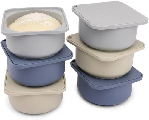 Miniatura 17 de Babadoh Recipientes de Silicona para Fermentación de Masa de Pizza con Tapas Accesorios para Hacer Pizza Juego de 3 Azul Múltiple