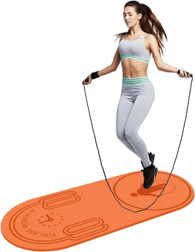 Miniatura 12 de Tapete de cuerda de saltar de 8/20/1.181 in, tapete de ejercicio duradero, antideslizante, tapete de entrenamiento con cuerda de saltar y bolsa