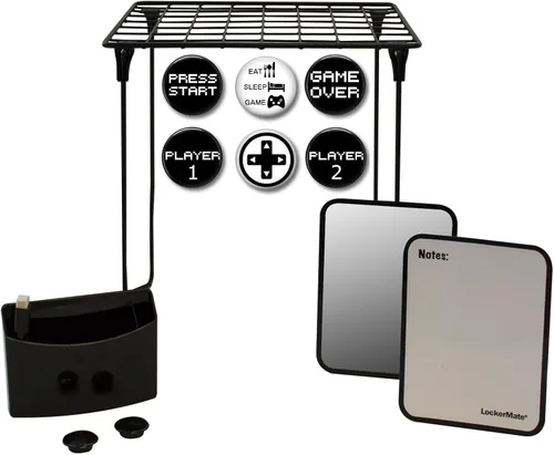 Kit de casillero: estante de 12 pulgadas y accesorios magnéticos para casillero – espejo pizarra blanca lápiz taza pluma e inspirador metal Old
