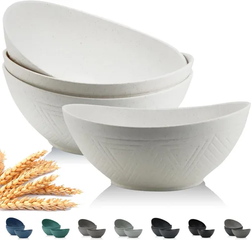 Miniatura 10 de PYRMONT Tazones de paja de trigo de 65 onzas – Cuencos grandes apilables para cereales y ensaladas, sin BPA, aptos para lavavajillas, microondas