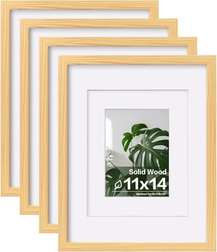 Miniatura 79 de Egofine Juego de 4 portarretratos de 4 x 6, hechos de madera maciza cubierta de plexiglás de 3 x 4.5 pulgadas y 3.5 x 5 pulgadas con paspartú o de 4