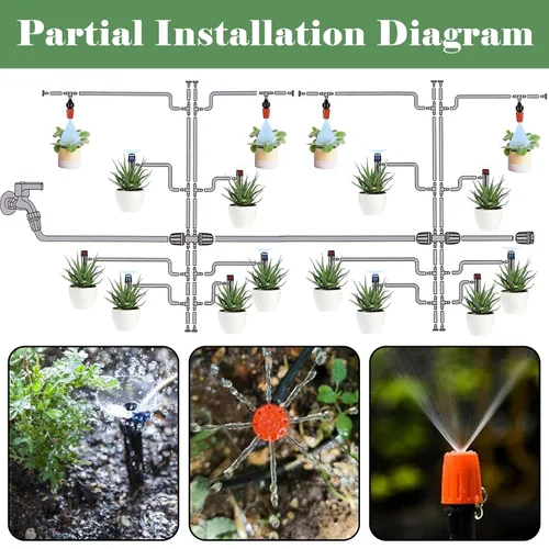 Miniatura 6 de Kit de riego por goteo de 200 pies + 40 pies, sistema de riego de jardín con tubo principal de 8/11 mm, tubo de riego de distribución de 4/7 mm