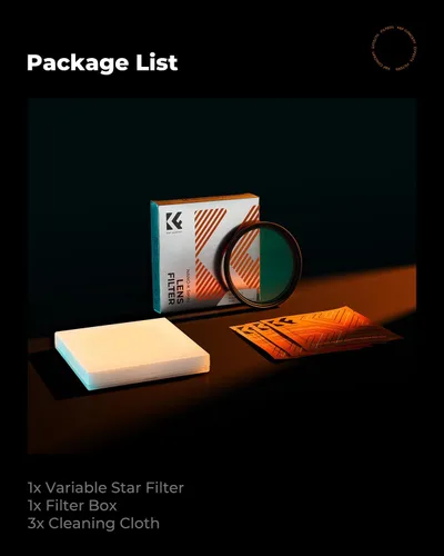 Miniatura 7 de K&F CONCEPT 82mm Filtro Variable de Estrellas Cruzado Filtro de Estrellas de 4, 8 Puntos -18 Capas de Recubrimiento Ultra Delgado de Vidrio Óptico