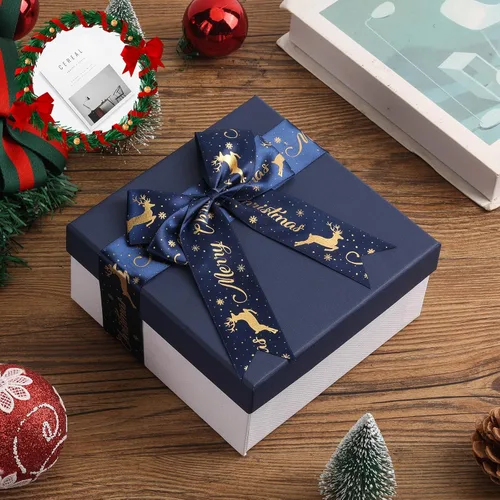 Miniatura 7 de 12 lazos elásticos de Navidad con lazos, lazos de regalo elásticos ajustables, lazos de cinta de grogrén rojo de Navidad para cajas de regalo