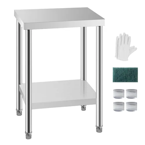 Miniatura 15 de NSF - Mesa de acero inoxidable para preparación y trabajo con ruedas de 24 x 12 pulgadas, mesa de cocina comercial de metal con estante inferior