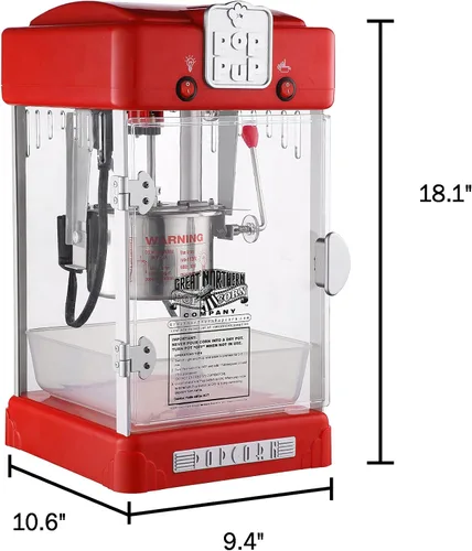 Miniatura 2 de Great Northern Popcorn - Máquina de palomitas de maíz Pop Pup, 2.5 onzas con hervidor de acero inoxidable, bandeja para servir, luz cálida