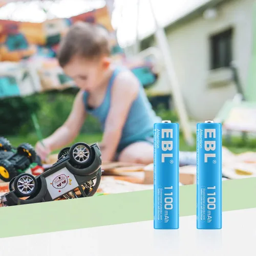 Miniatura 7 de EBL Baterías AAA recargables 10 unidades de alta capacidad 1100mAh (paquete de 10 - 2 x 5 colores en una caja) 1.2V Ni-Mh triple AAA batería ProCyco