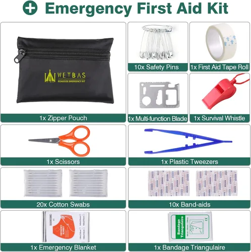 Miniatura 5 de Kit de Emergencia en Carretera para Automóvil, Kits Esenciales de Asistencia de Emergencia en Carretera para Seguridad de Vehículos Automotrices