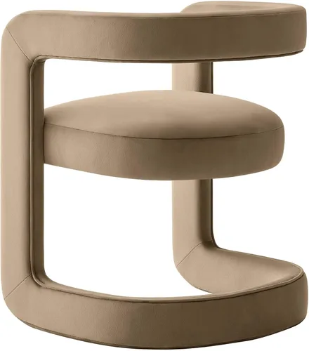 Miniatura 8 de Modway Winslow Silla de comedor de terciopelo resistente a las manchas en alabastro, sillón de barril con respaldo abierto, silla de comedor